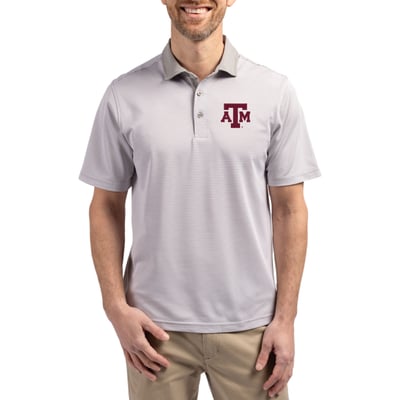  Texas A&M Aggies Cutter & Buck DryTec Virtue Eco Pique Recycled Polo - Gray/White